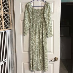 Medium green floral dress